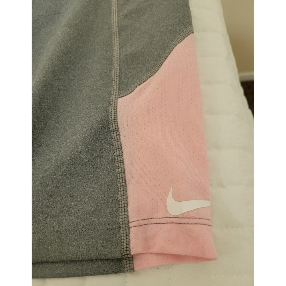 Nike Trophy Dri-FIT Tight Fit Biker Shorts Women's L Grey Pink Athletic Running